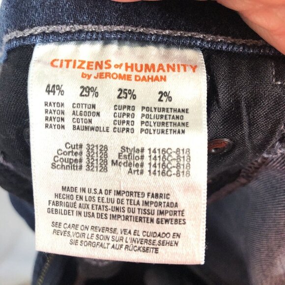 Citizens of Humanity Jeans Womens 28 Indigo Wax Coated Rocket High Rise Skinny - Picture 13 of 16